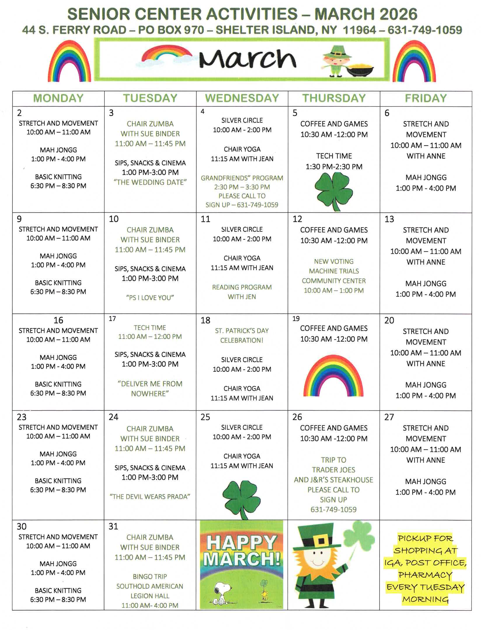 March Senior center 2026